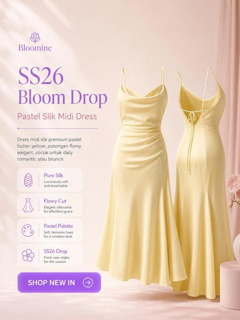 Butter Yellow Silk Midi Dress Fit